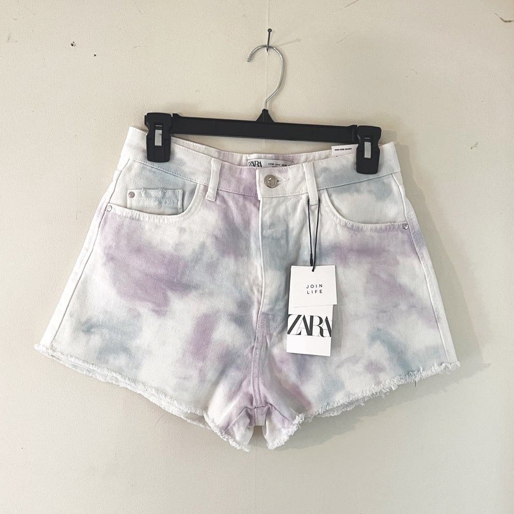Zara tie dye high rise shorts NWT